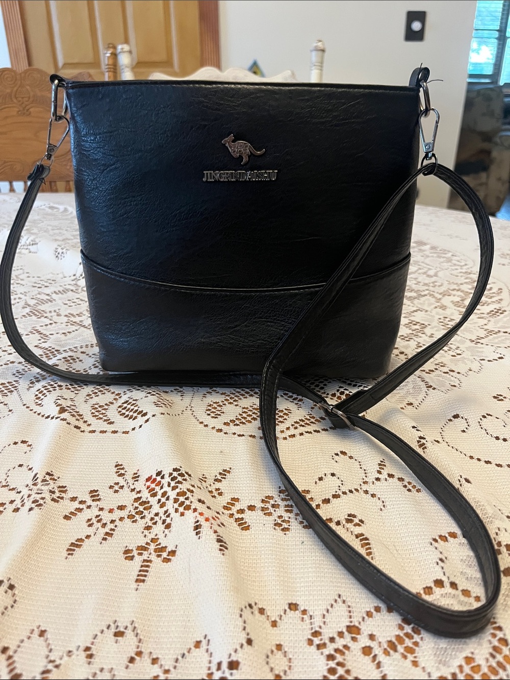 Faux black leather purse